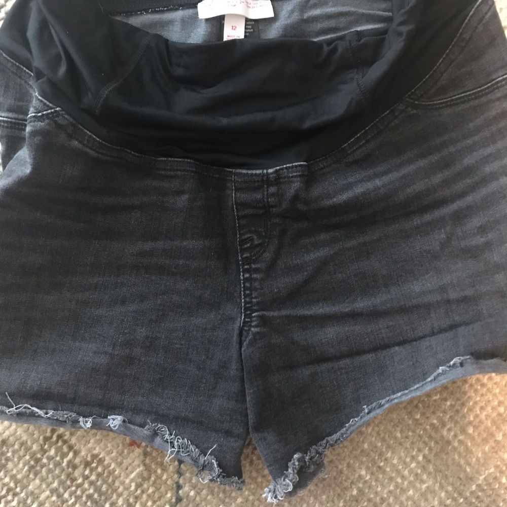 Black denim maternity shorts size 12